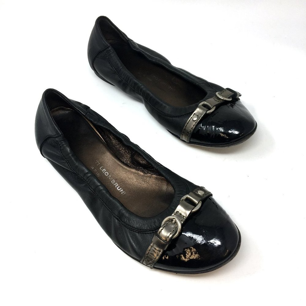 AGL Attilio Giusti Leombruni Black Leather Flats
